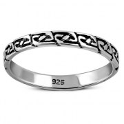 All round Celtic Knot Patterns Thin Silver band Ring, rp614